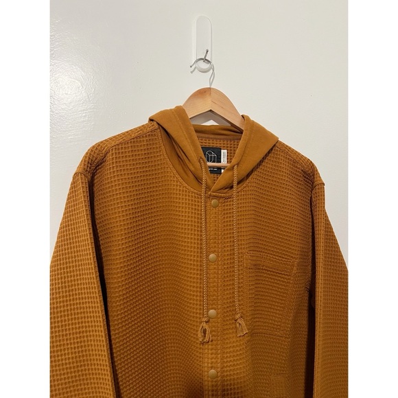 Original Use Rust Waffle Knit Snap Front Hoodie Jacket Size XL - Picture 2 of 6
